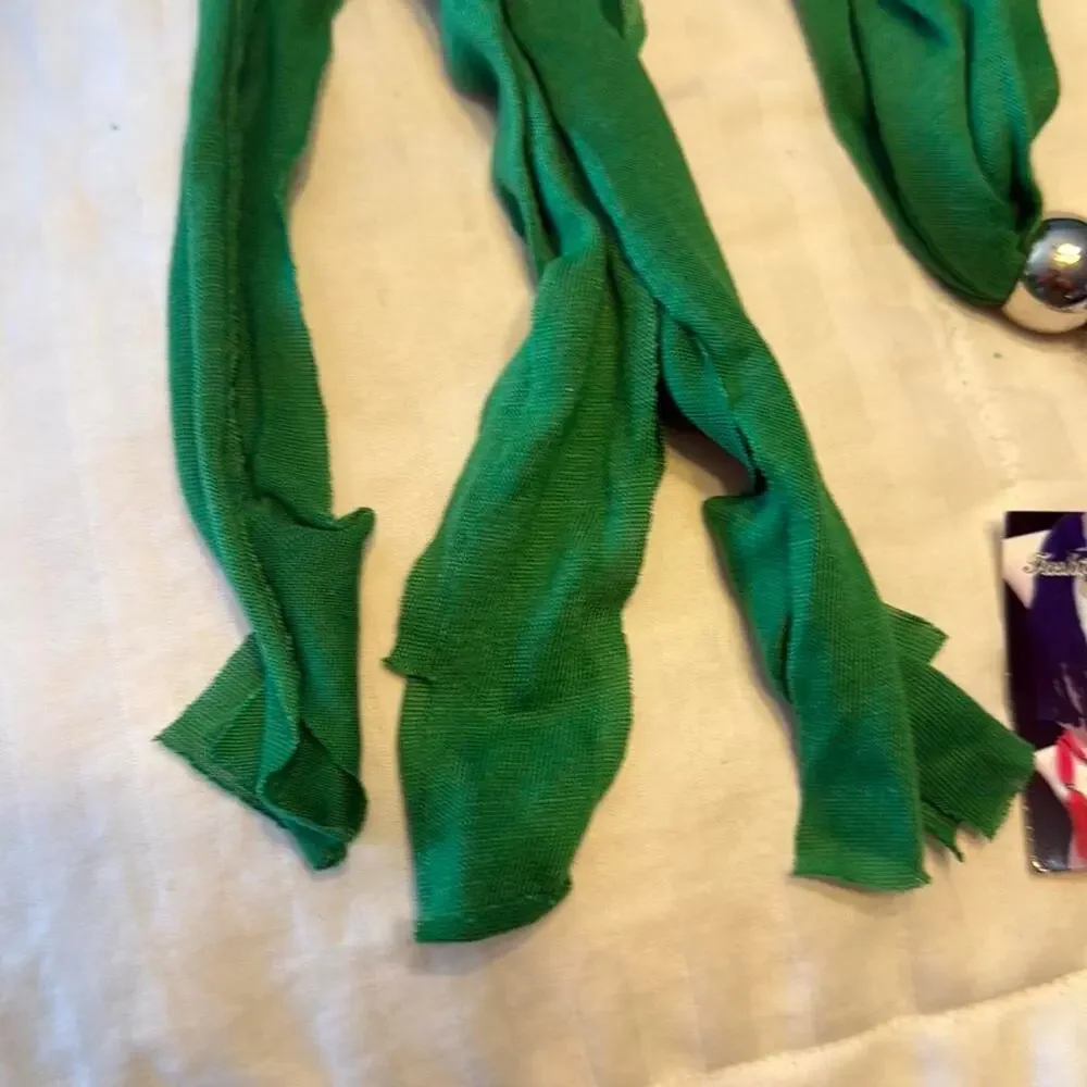 Green and silver scarf necklace with Jewel - Picture 5 of 7